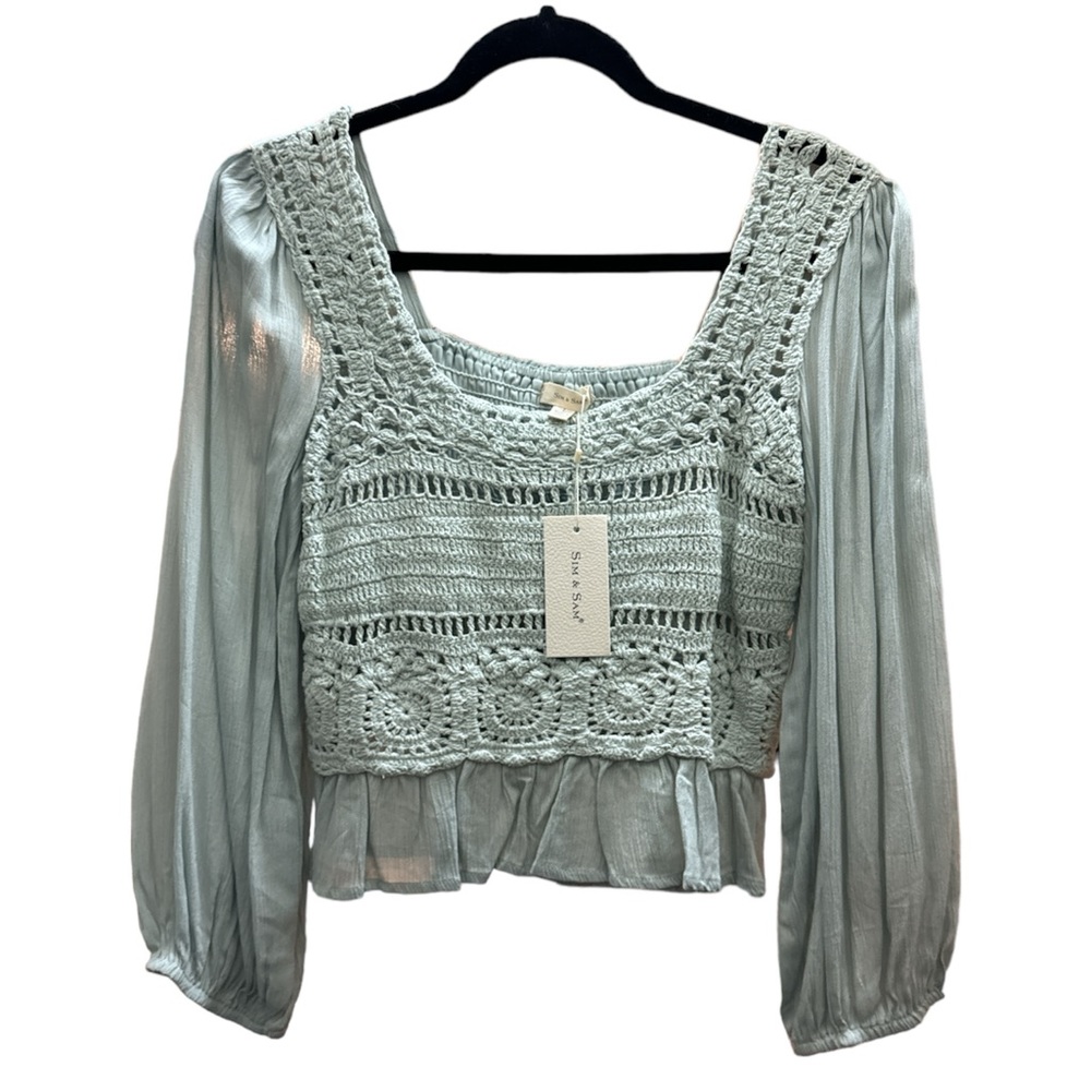 Light blue crochet top